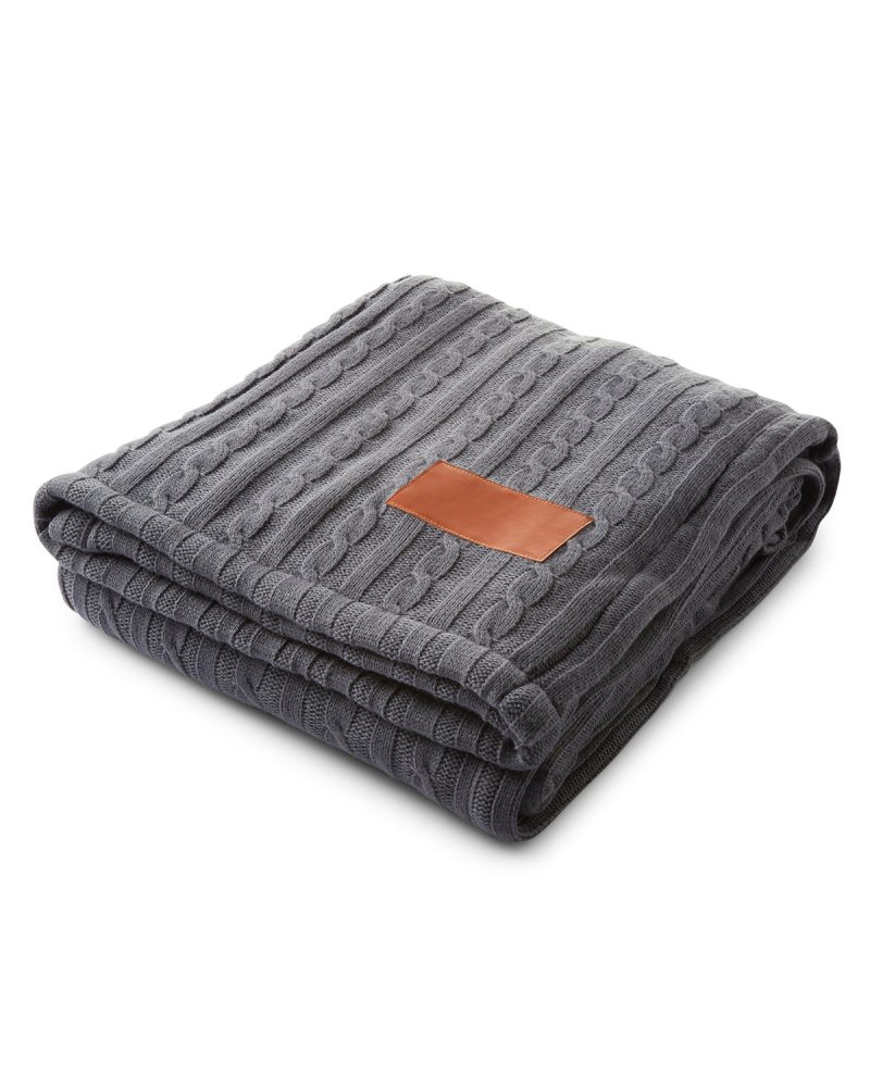 Cable Knit Sherpa Throw - 8