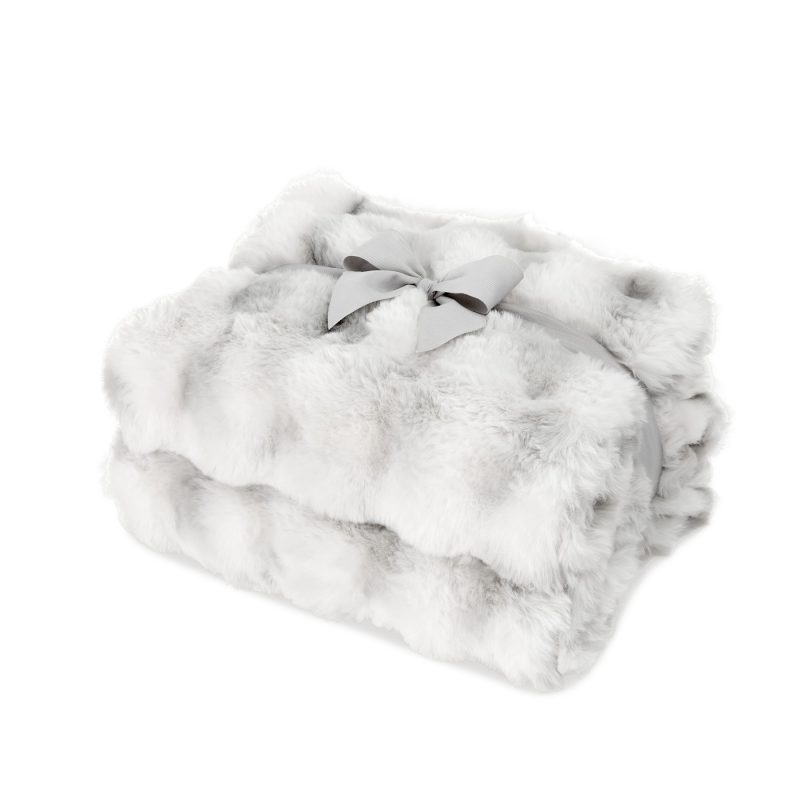 Ruched-Faux-Fur-Recycled-Polyester-Blanket-Ivory-Frost-103073-275 Ruched Faux Fur Recycled Polyester Blanket - Ivory Frost