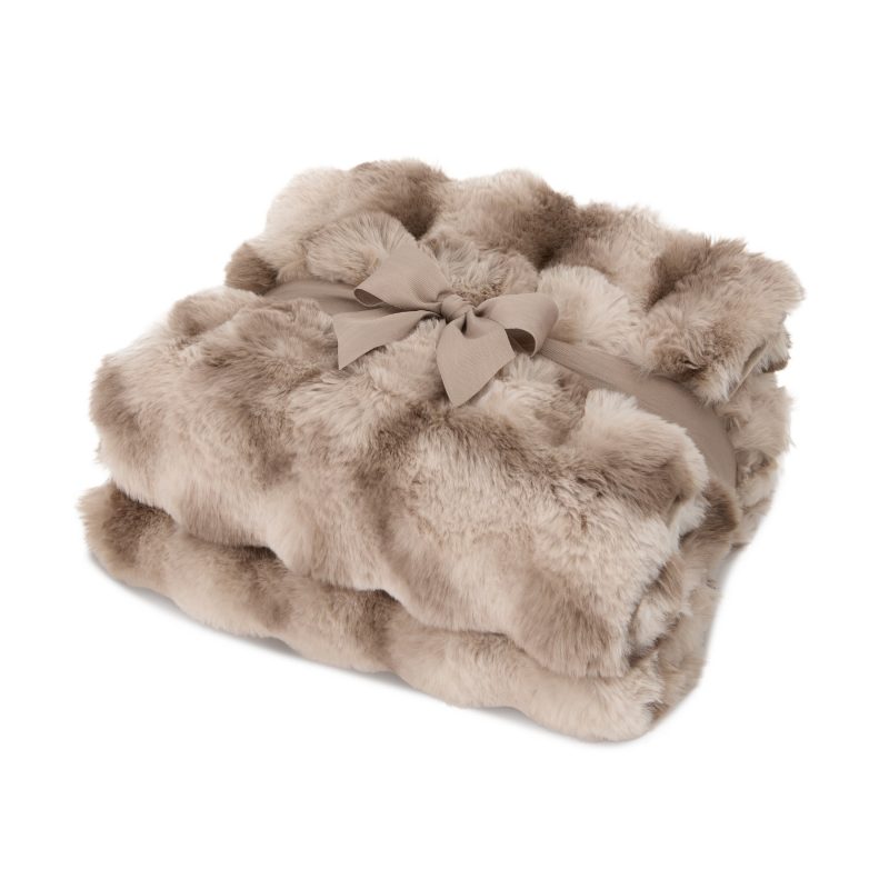 Ruched-Faux-Fur-Recycled-Polyester-Blanket-Mocha-Frost-103073-210 Ruched Faux Fur Recycled Polyester Blanket - Mocha Frost