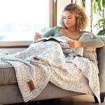 Vanilla Cookie Heather Cable Knit Chenille Blanket
