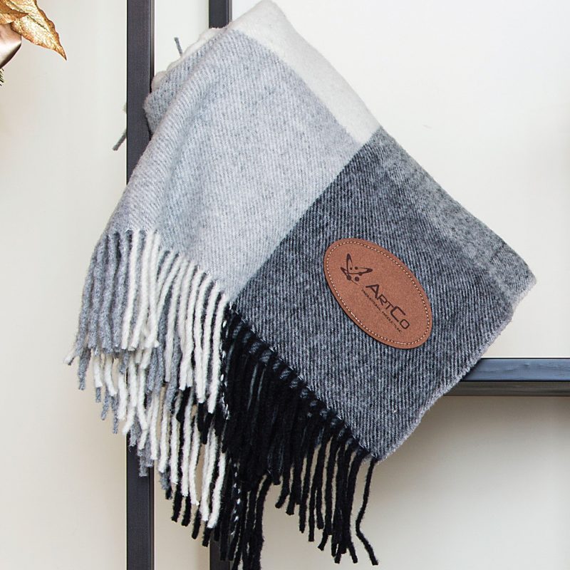 Yorkshire Plaid Wool Blanket (Leatherette Patch) - 1